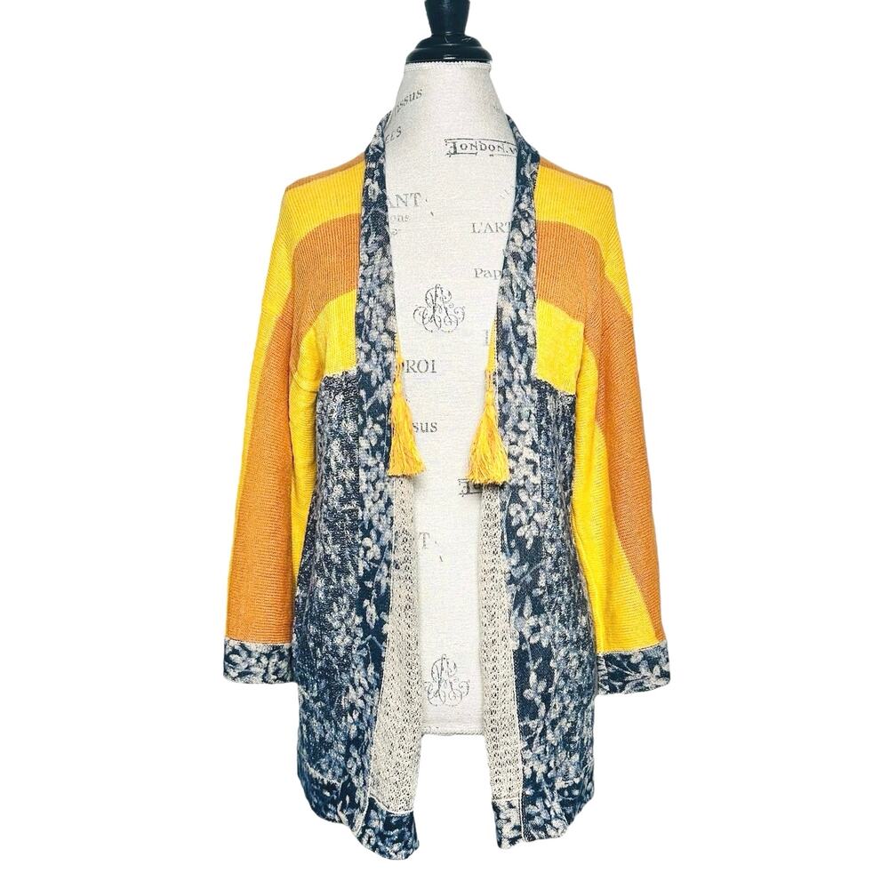 Maple Anthropologie | Women | Floral Autumn Cotton Linen Knit Cardigan | Small